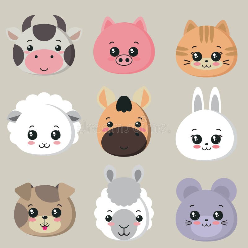 Collection De Vecteur De Visages Animaux Mignons Grand Ensemble D Icone Pour La Conception De Bebe Illustration De Vecteur Illustration Du Ferme Mammifere Collection De Vecteur De Visages Animaux Mignons Grand Ensemble D Icone Pour La Conception De Bebe Illustration De Vecteur Illustration Du Ferme Mammifere