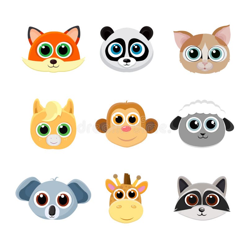 Collection De Visages Animaux Mignons Comprenant Le Renard Le Panda Le Chat Le Poney Le Singe La Girafe Le Koala Les Mouto Illustration De Vecteur Illustration Du Vecteur Simple Collection De Visages Animaux Mignons Comprenant Le Renard Le Panda Le Chat Le Poney Le Singe La Girafe Le Koala Les Mouto Illustration De Vecteur Illustration Du Vecteur Simple