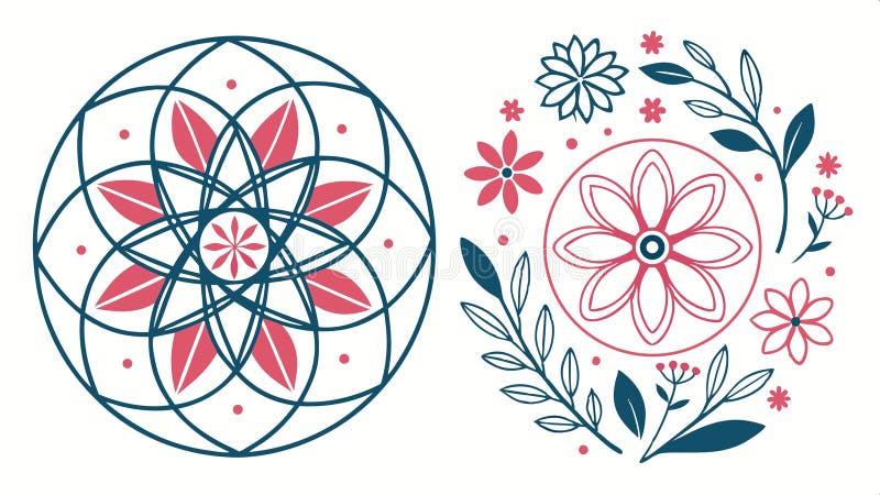Collection of decorative geometric and floral patterns vector design Generative AI vector illustration