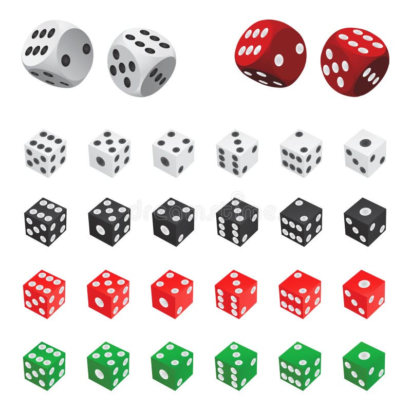 Collection of dice vector (four color). Poker black white vectors