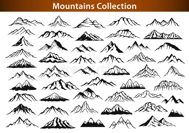 Collection différente de silhouette de gammes de montagne