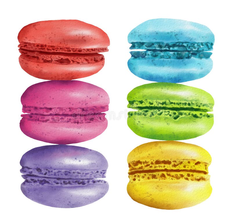 Collection of Digital Watercolor Painting of Macarons, with Clipping ...