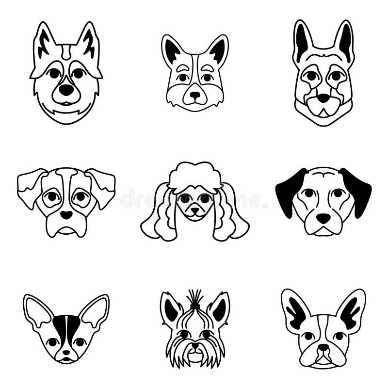 Collection of dog faces. stock vector. Illustration of friend 274937955