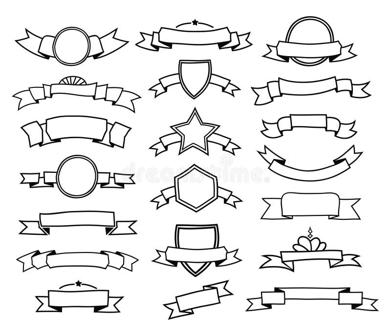 Collection of Doodle Ribbons Stock Vector Illustration of doodle