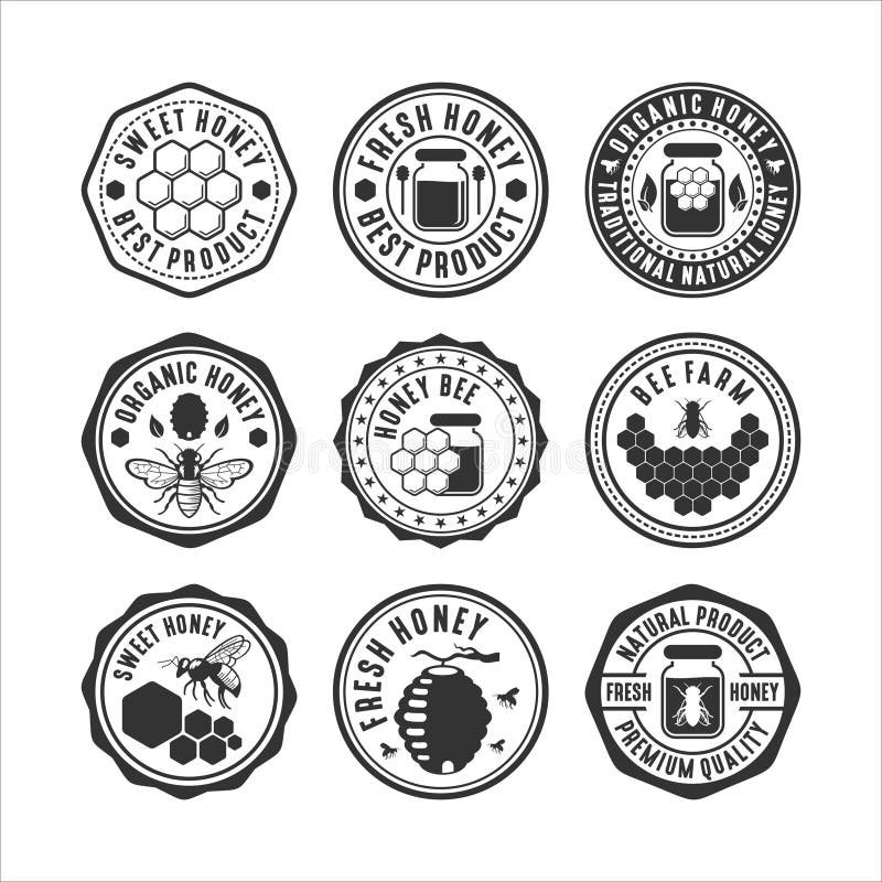 Collection du logo Badge Honey bee illustration de vecteur Collection du logo Badge Honey bee illustration de vecteur