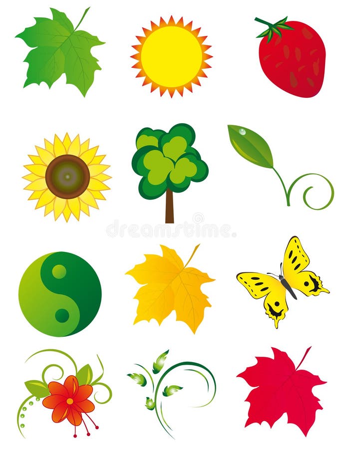 Collection of Elements of Nature Stock Vector - Illustration of nature