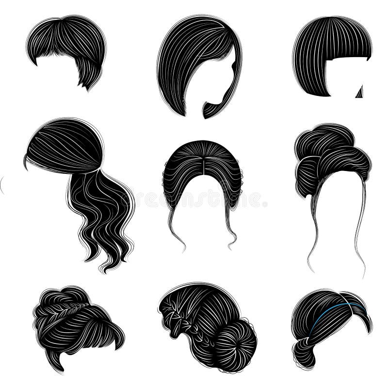Collection of Female Hairstyles for Short, Long and Medium Hair. Hairstyles are Fashionable, Beautiful and Stylish Stock Illustration - Illustration of hairdo, blonde: 146505481 Collection of Female Hairstyles for Short, Long and Medium Hair. Hairstyles are Fashionable, Beautiful and Stylish Stock Illustration - Illustration of hairdo, blonde: 146505481