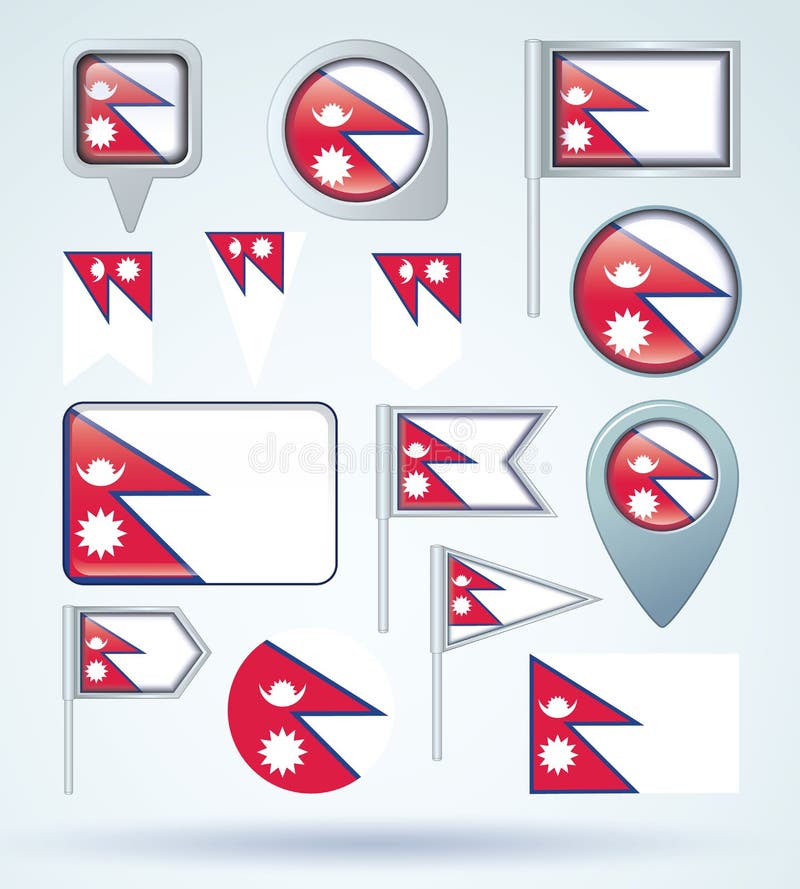 Download Collection Flag Of Nepal, Vector Illustration. Stock ...