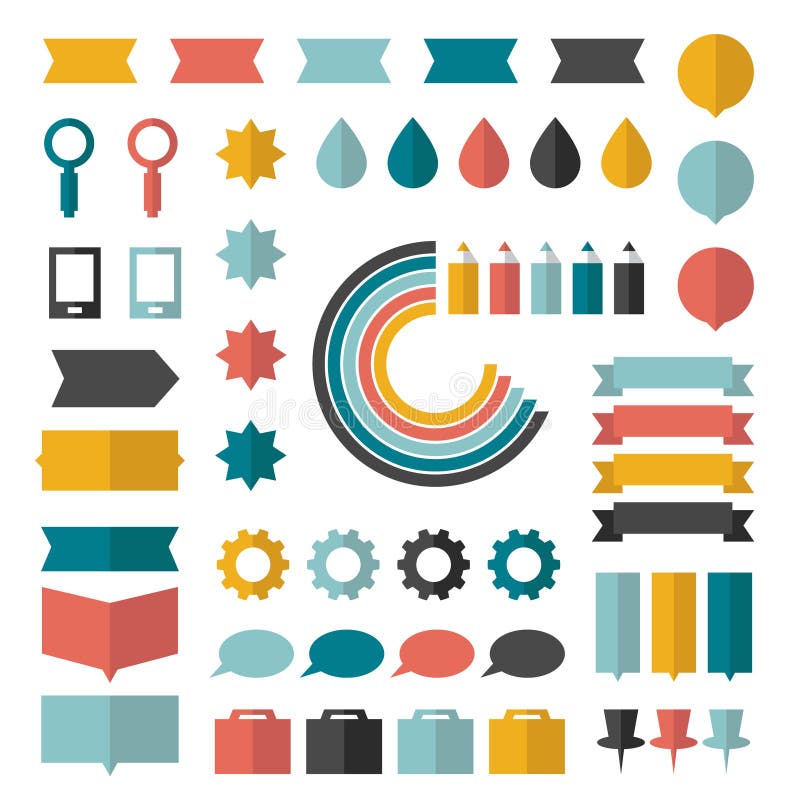 Collection of flat infographics elements. stock illustration Collection of flat infographics elements. stock illustration
