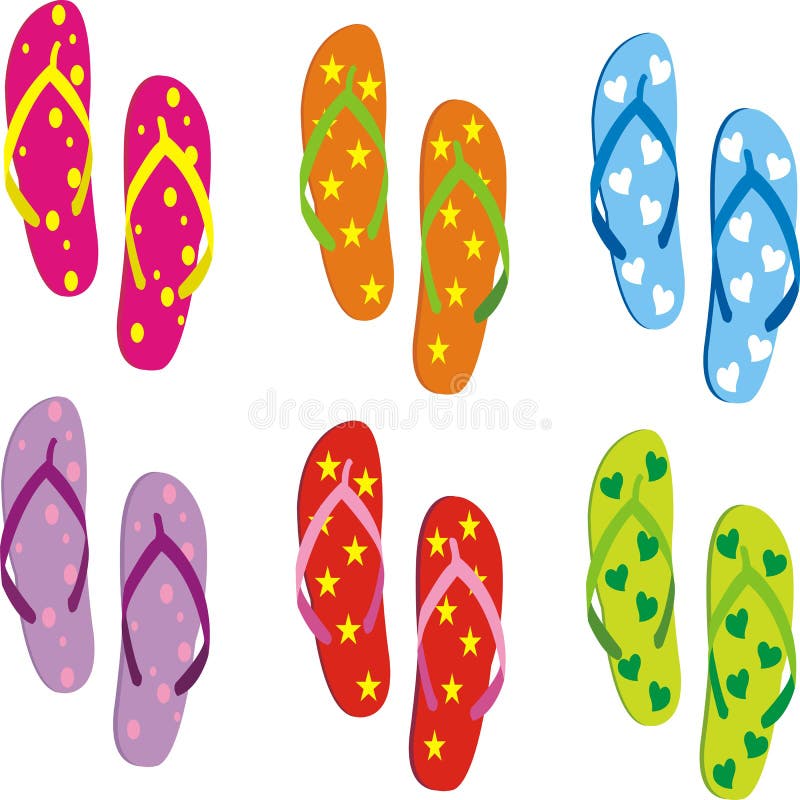 Collection of Flip-flops. Vector Illustration Stock Illustration ...