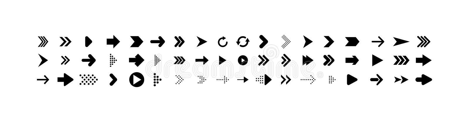 Collection Flèches Grand ensemble d'icônes vectorielles des flèches, isolées sur fond blanc Flèche de formes différentes dans un Collection Flèches Grand ensemble d'icônes vectorielles des flèches, isolées sur fond blanc Flèche de formes différentes dans un