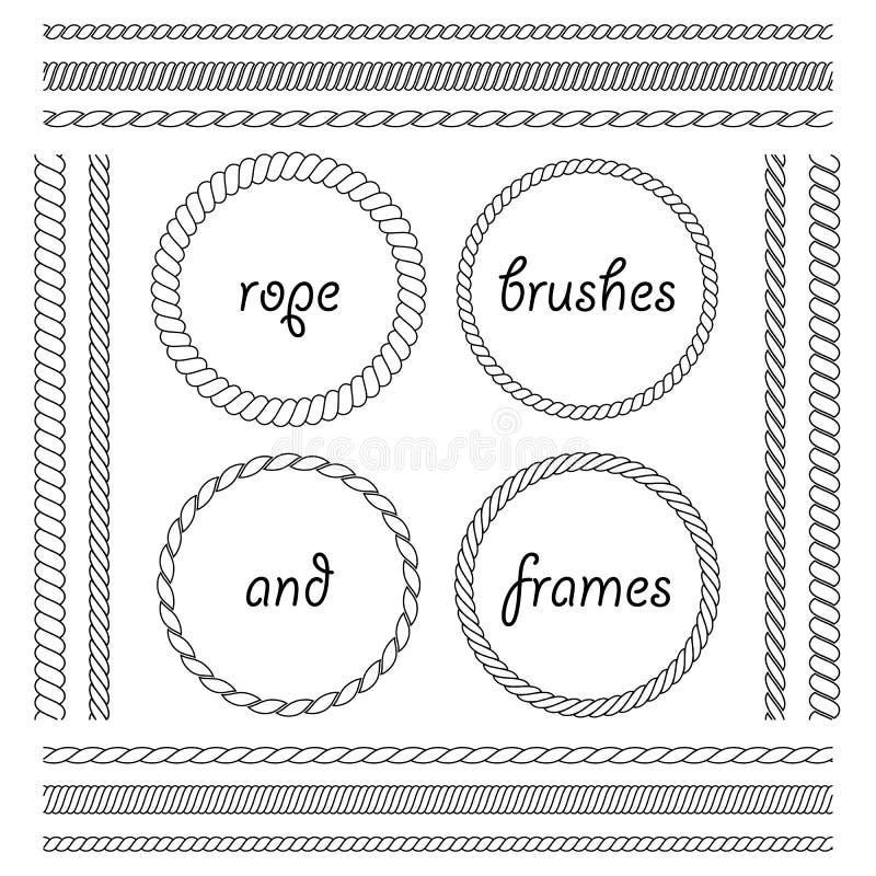 Collection of Frames and Brushes of the Braided Rope Stock Vector