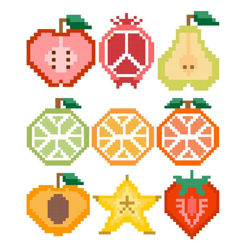 Collection of pixel fruits Stock Vector Image & Art - Alamy