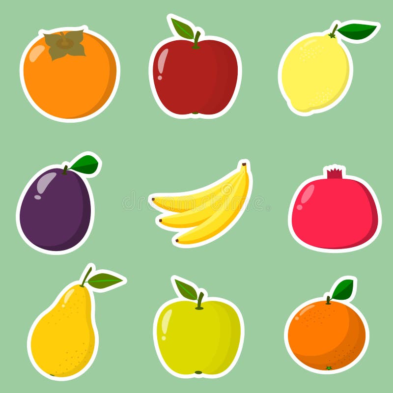 Collection of Fruit Stickers. a Collection of Fruit Labels with a White