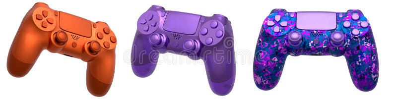 Collection of gaming controllers isolated on white background with clipping path vector illustration