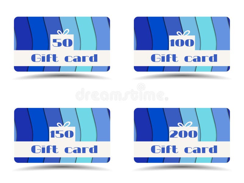 Collection of Gift Cards. Gift Card with Paper Waves. Vector. Stock