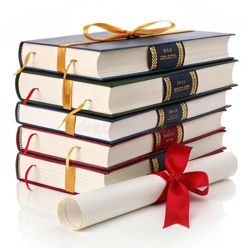 Education graduation books isolated on white background vector illustration