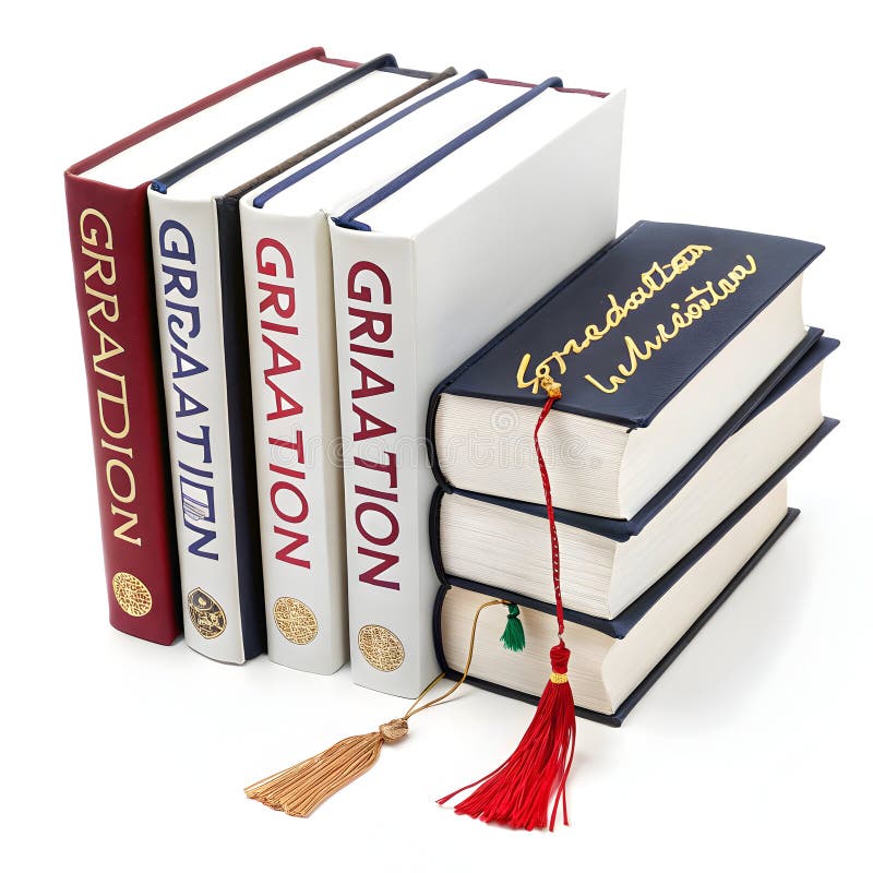 Graduation books isolated on white background stock illustration