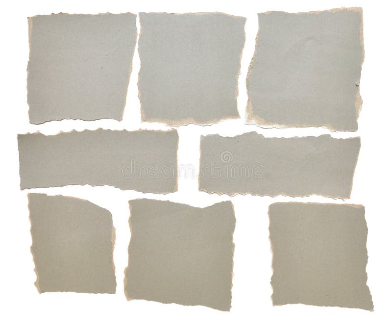 Collection of grey ripped pieces of paper