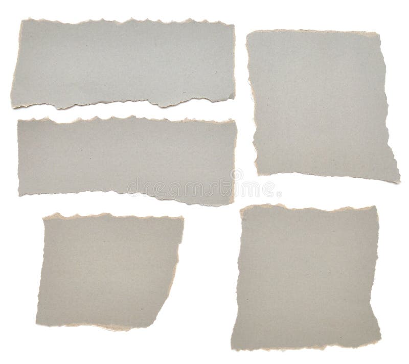 Collection of grey ripped pieces of paper