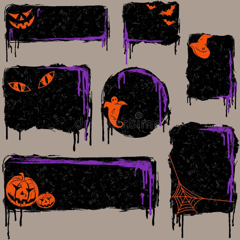 Collection of grungy halloween design elements