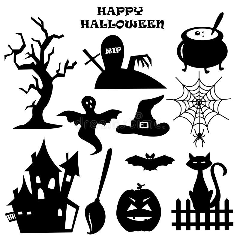 Collection Of Halloween Labels And Signs Stock Vector Illustration of