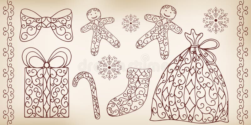Collection of hand drawing design elements. stock illustration Collection of hand drawing design elements. stock illustration