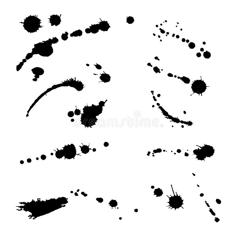 Collection of hand-drawn bright splashes. Vector set of brush strokes. Isolated on white background.