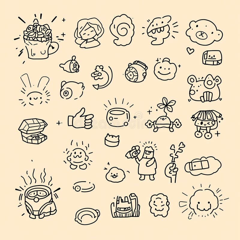 Hand-Drawn Doodle Set stock illustration