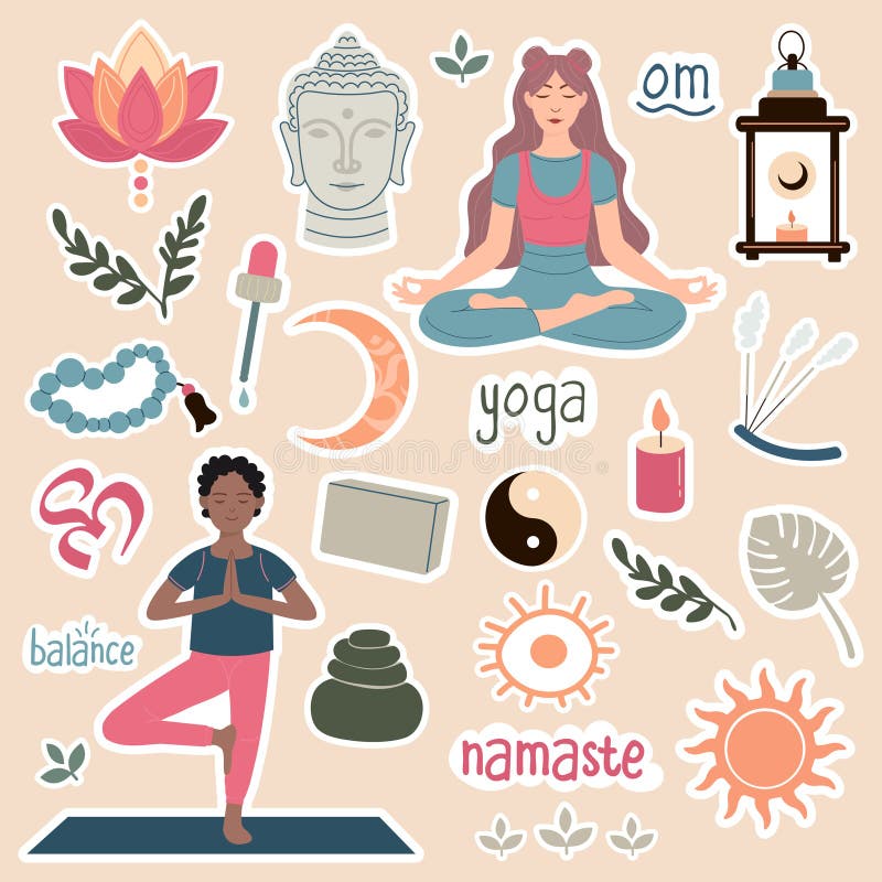 Yoga Stickers Illustrations & Vectors