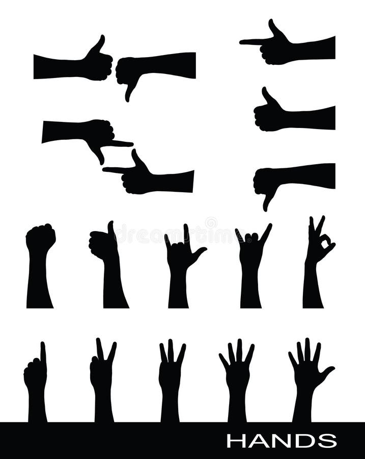 Collection of hand sign silhouettes