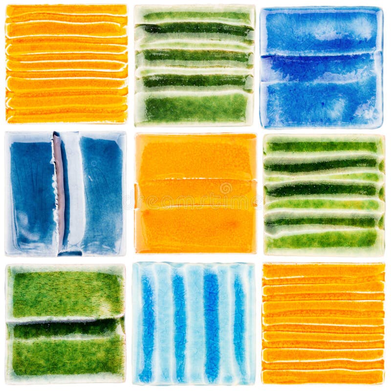 Collection Of Handmade Glazed Ceramic Tiles Stock Photo Image of