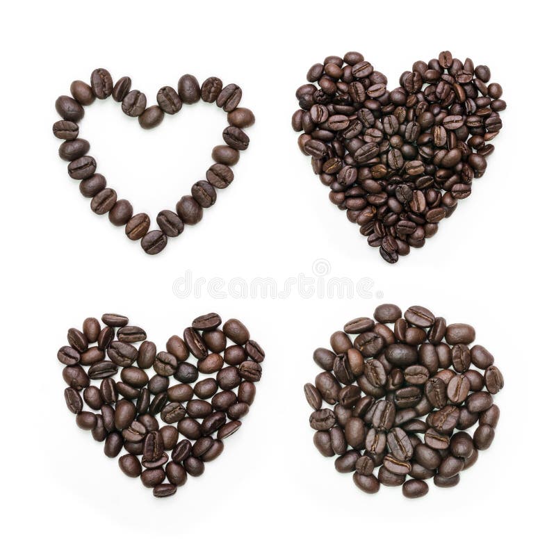 Collection of Heart Shape Roasted Coffee Beans and Coffee Beans Pile