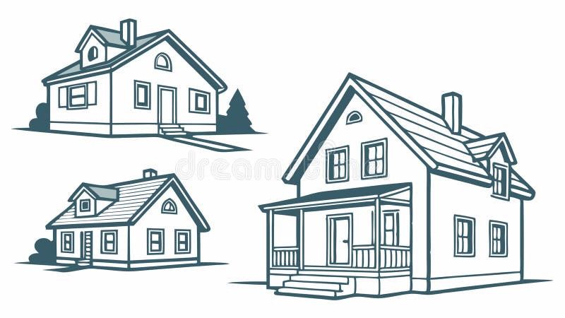 Collection of House and Home Sketches. Residential Property. vector design Generative AI vector illustration