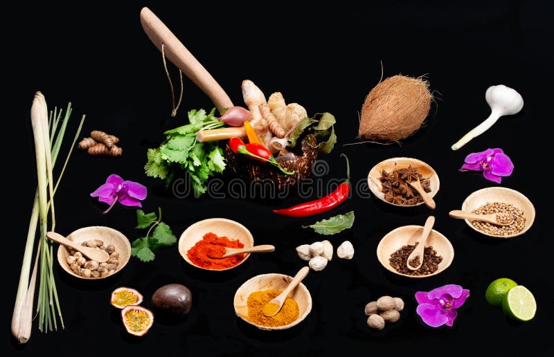 A Collection of Indonesian Ingredients from Asian Cuisine. Stock Image