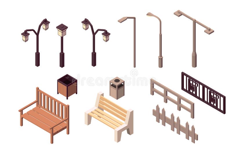 Collection isolated urban element of street environment for modern city. vector illustration Collection isolated urban element of street environment for modern city. vector illustration