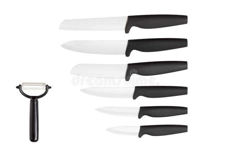 Collection of Kitchen Black Knives Stock Image Stock Photo Image of