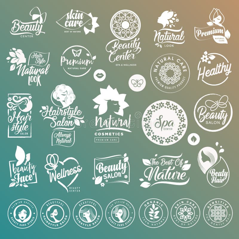 Collection of labels and elements for natural cosmetics and beauty products vector illustration Collection of labels and elements for natural cosmetics and beauty products vector illustration