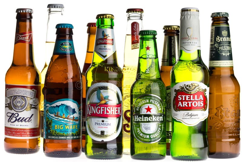 Collection Of Lager Beers On White Editorial Photo - Image ...