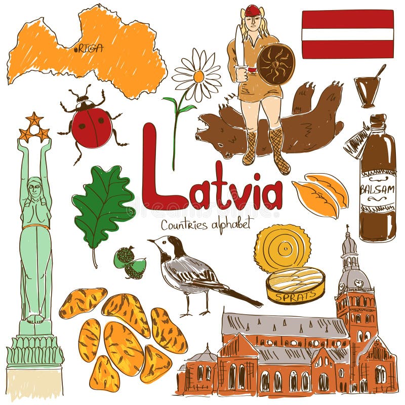 Download Collection of Latvia icons stock vector. Illustration of background - 42580303