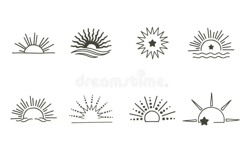 Premium Vector  Collection of line design with sun.editable