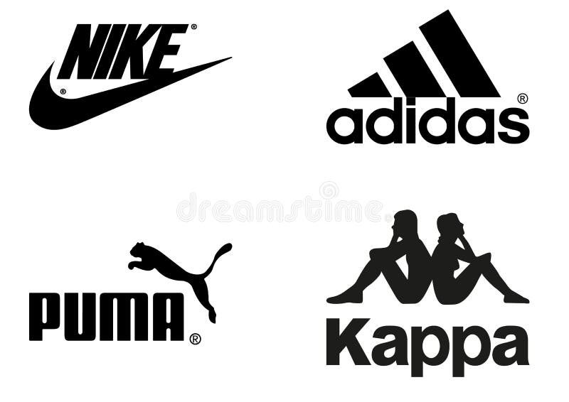 Collection of Logos of Sportswear Companies Editorial Stock Photo