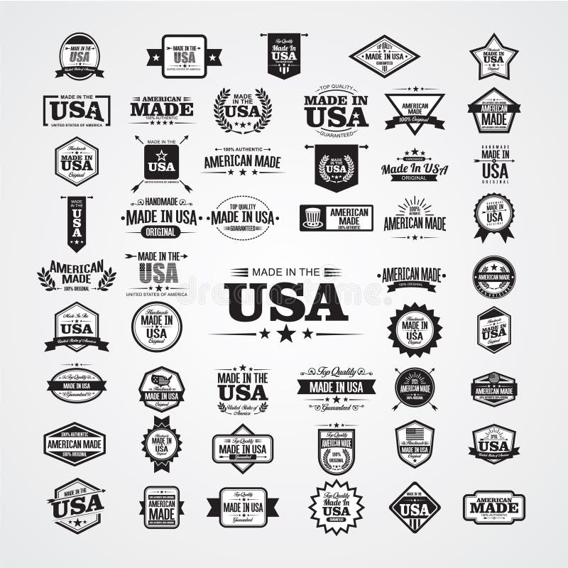 Collection of Made in America Labels. Vector Illustration Decorative