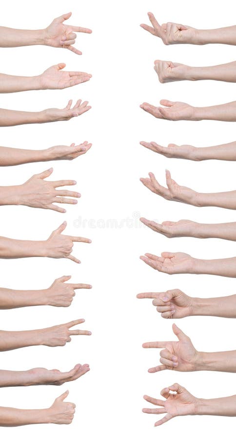 Set Of Man Hands Gestures Isolated On White Stock Image Image Of