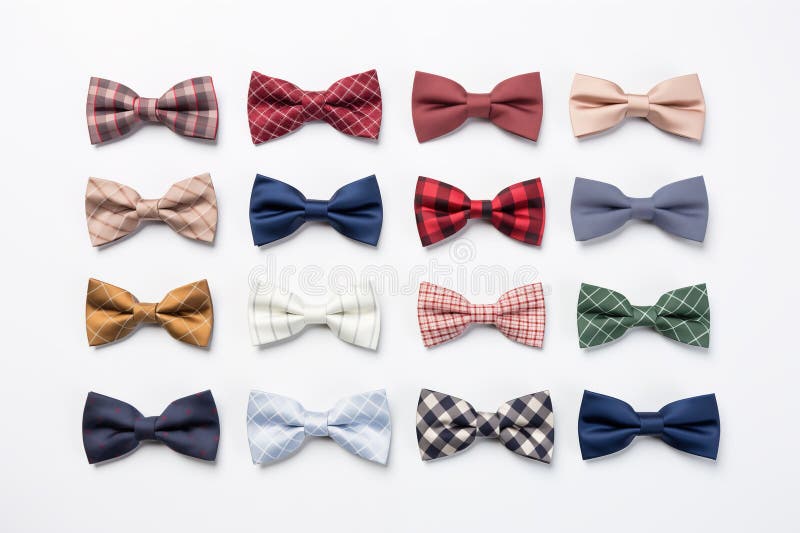 Collection of many bow ties isolated on white background stock images