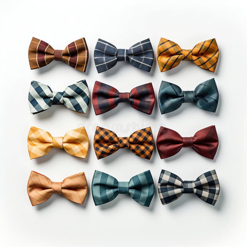 Collection of Men Bow Ties Isolated on White Background. Generative Ai