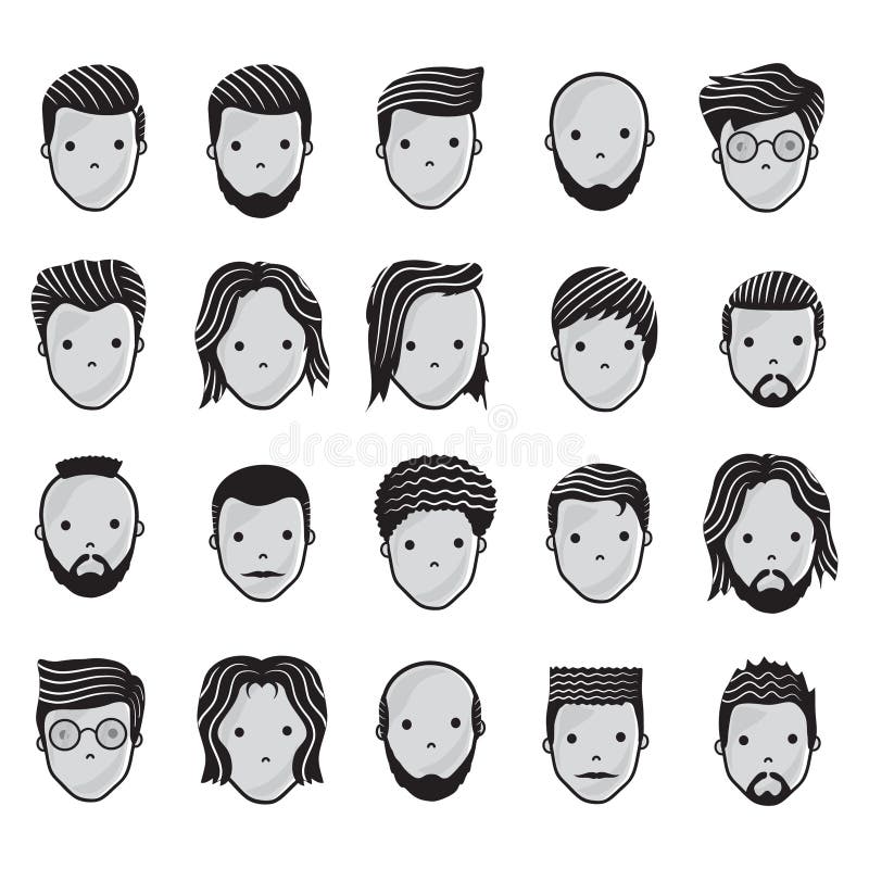 Men silhouette shapes haircuts Royalty Free Vector Image
