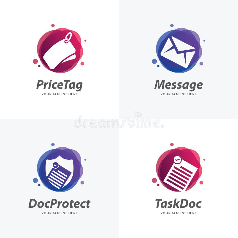 Collection of Message Document Logo Design Template stock illustration
