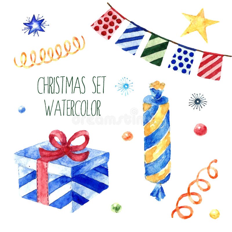 Collection mignonne d'illustrations de Noël d'aquarelle Ensemble d'hiver pour l'album et la conception illustration stock Collection mignonne d'illustrations de Noël d'aquarelle Ensemble d'hiver pour l'album et la conception illustration stock