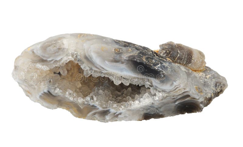 Collection de minéraux : cavité de chalcédoine photos stock